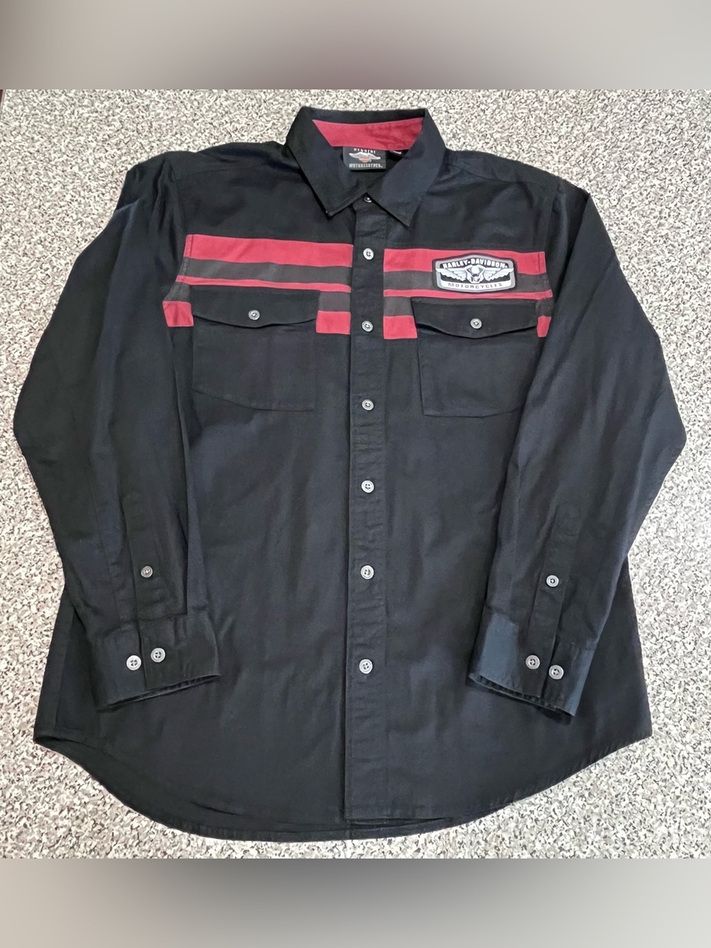 Harley Davidson Black Cotton Button Down Shirt Mens Large